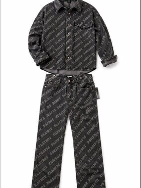Playboy Logo Print Denim Set Jacket Large Jeans Size Large